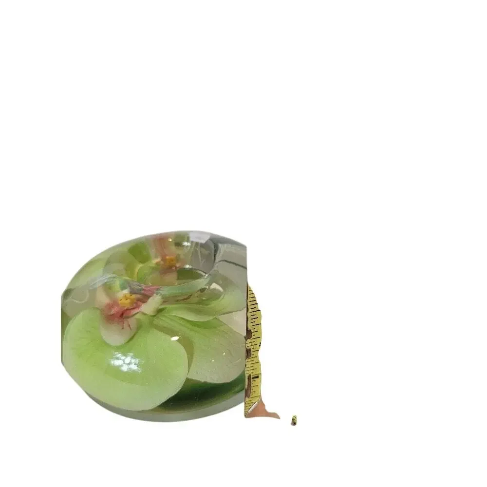 Emilo Robba Glass Orchid Tea Lite Candle Holder‎ Green Floral